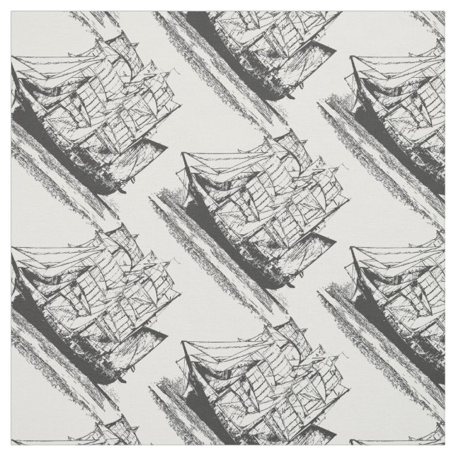 Vintage Sailing Ship  Sailboat Windjammer Fabric (Swatch)