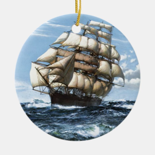 Vintage Sailing ships Ceramic Ornament (Front)