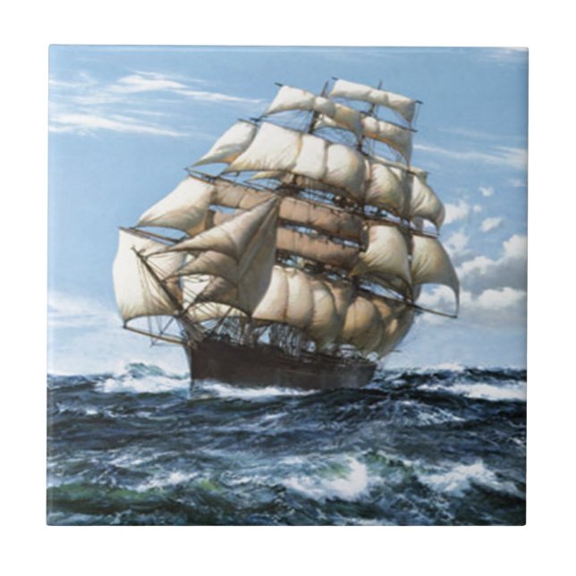 Vintage Sailing ships Ceramic Tile (Front)