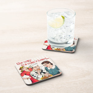 Vintage Sailor and House Wife Art Quote Coaster