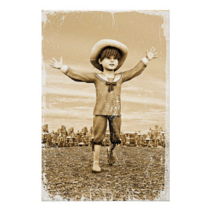 Vintage Sailor Boy Nostalgic Sepia Art Poster