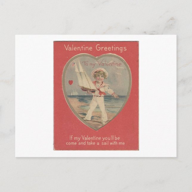 Vintage Sailor Boy Valentine Holiday Postcard (Front)