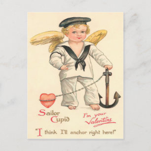 Vintage Sailor Cupid Valentine Postcard