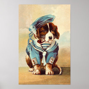 Vintage Sailor Dog Poster