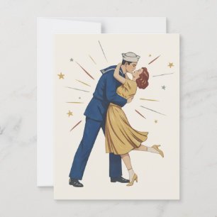 Vintage Sailor Kiss Pinup Postcard