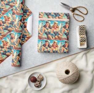 Vintage Sailor Pin Ups Wrapping Paper