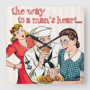 Vintage Sailor Square Wall Clock