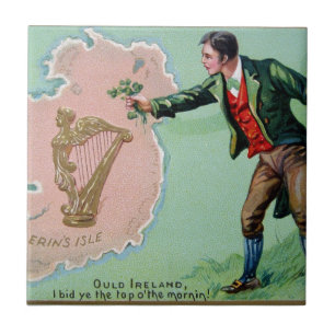 Vintage Saint Patrick's day erin's isle poster Tile