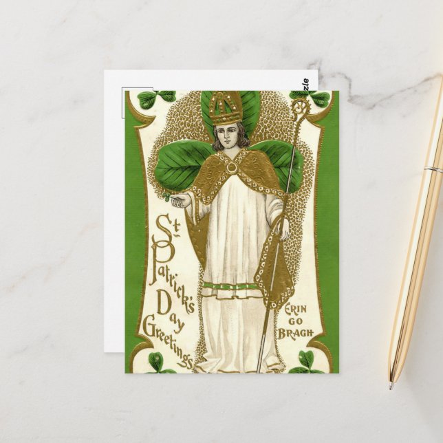 vintage Saint Patrick's Day girl Postcard (Front/Back In Situ)