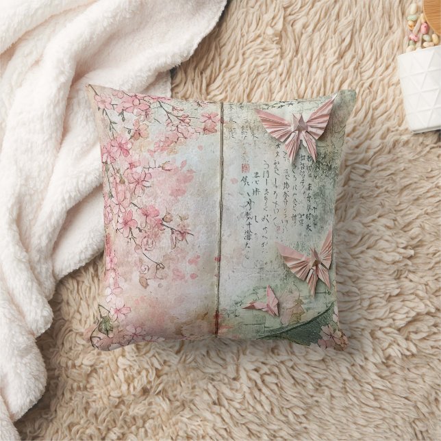 Vintage Sakura Butterfly Collage Cushion (Blanket)
