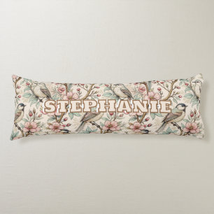 Vintage Sakura Cherry Blossom & Bird  Aesthetic 2 Body Cushion