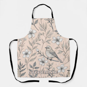 Vintage Sakura Cherry Blossom & Bird Aesthetic 3 Apron