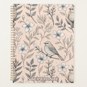 Vintage Sakura Cherry Blossom & Bird Aesthetic 3 Planner