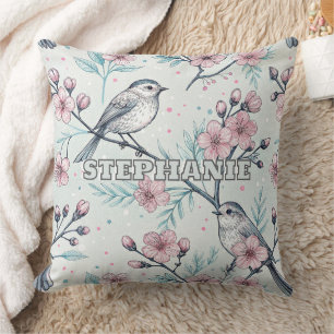 Vintage Sakura Cherry Blossom & Bird Aesthetic 4 Cushion
