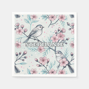 Vintage Sakura Cherry Blossom & Bird Aesthetic 4 Napkin