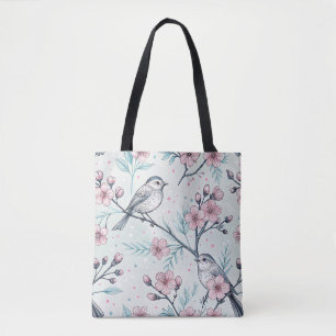 Vintage Sakura Cherry Blossom & Bird  Aesthetic 4 Tote Bag