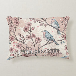 Vintage Sakura Cherry Blossom & Bird Aesthetic 5 Decorative Cushion