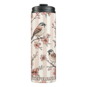 Vintage Sakura Cherry Blossom & Bird  Aesthetic 6 Thermal Tumbler