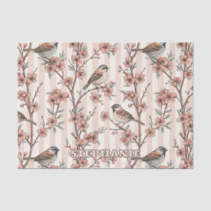 Vintage Sakura Cherry Blossom & Bird  Aesthetic 6 Tissue Paper