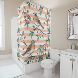Vintage Sakura Cherry Blossom & Bird Aesthetic 7 Shower Curtain