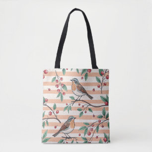 Vintage Sakura Cherry Blossom & Bird Aesthetic 7 Tote Bag