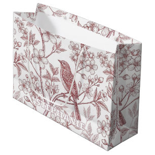 Vintage Sakura Cherry Blossom & Bird Aesthetic Large Gift Bag