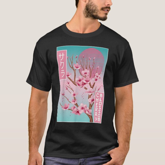 Vintage Sakura Cherry Blossom Japanese T-Shirt (Front)