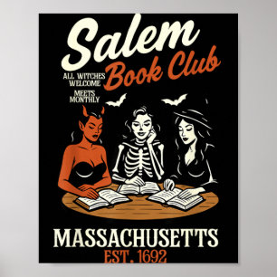 Vintage Salem Book Club Black Cat Bookish Spooky Poster