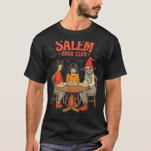 Vintage Salem Book Club Black Cat Bookish Spooky T-Shirt
