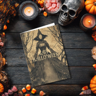 Vintage Salem Witch Gothic Spooky Scary Halloween  Card