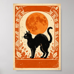 Vintage Salem Witch Halloween Black Cat Harvest Poster