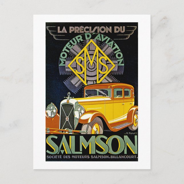 Vintage Salmson Automobile Ad Postcard (Front)