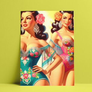 Vintage Salsa Pin-ups Postcard