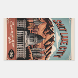 Vintage Salt Lake City Utah Retro Travel Poster Rectangular Sticker
