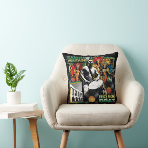 Vintage Samba Culture Heritage Rio de Janeiro Cushion