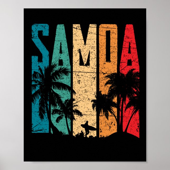 Vintage Samoa Beach Sunset Samoan Poster (Front)