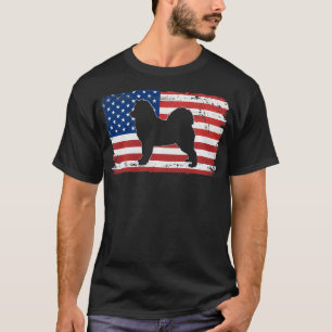 Vintage Samoyed Dog US American Flag T-Shirt