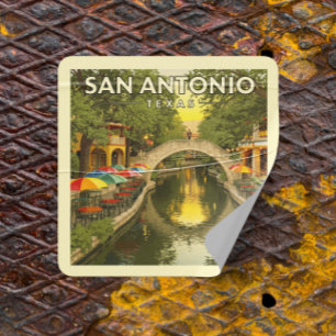 Vintage San Antonio Texas Square Sticker