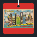 Vintage San Diego CA Ornament<br><div class="desc">An old colourful postcard greeting from San Diego,  California. Purchase as is or change the image on the back to add a personal greeting.</div>