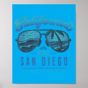 Vintage San Diego California Sungles Beach Sunset Poster