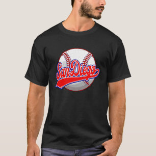 Vintage San Diego Cityscape Baseball Player and F T-Shirt