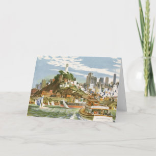 Vintage San Francisco Bay Travel Poster Ferryboat Card