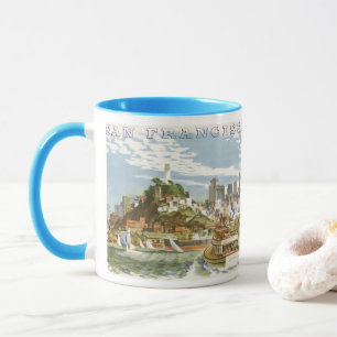 Vintage San Francisco Bay Travel Poster Ferryboat Mug