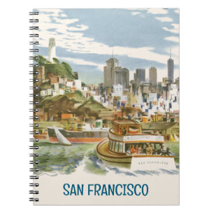 Vintage San Francisco Bay Travel Poster Ferryboat Notebook