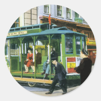 Vintage San Francisco Cable Car Classic Round Sticker