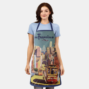 Vintage San Francisco Cable Cars Travel Poster Art Apron