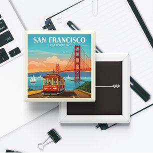 Vintage San Francisco California 15 Cm Square Badge