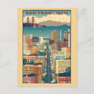 Vintage San Francisco California City Skyline Postcard