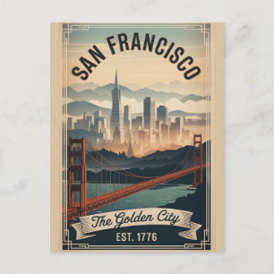 Vintage San Francisco California Golden City Retro Postcard