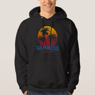 Vintage San Francisco California Palm Trees Sunset Hoodie